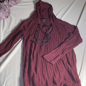Long sleeve criss cross shirt hoodie